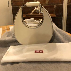 Staud Mini Moon smooth white/cream leather bag w/ dust bag